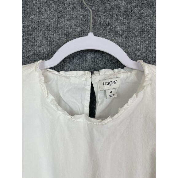 J. Crew Factory White Sun Dress Women's Size 4 Sleeveless Ruffle Colar Cotton - Picture 14 of 14
